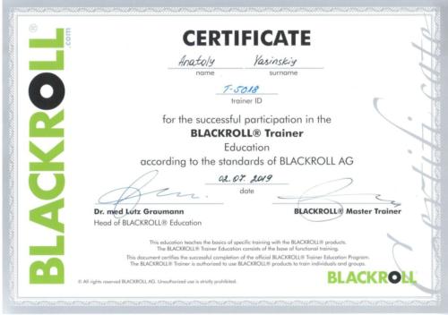 Certificate BlackRoll Trainer